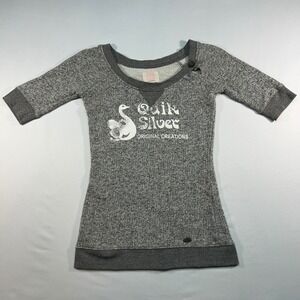 Quiksilver Women Gray Marl Scoop Neck Graphic Sweatshirt Top KKG08007 Size S